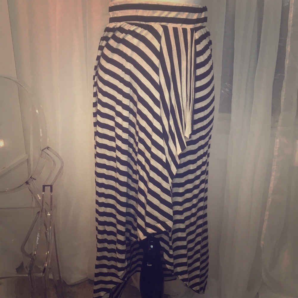 Wrap style hi/low skirt